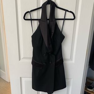 Vintage TINA HAGEN size S Black Tuxedo style mini jumpsuit